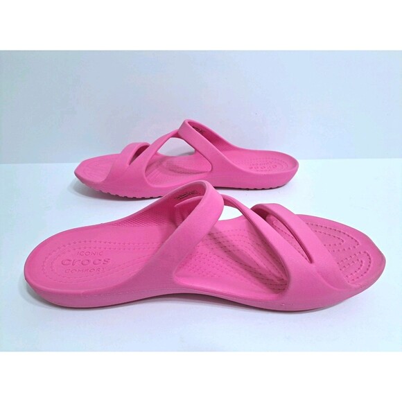 Crocs Kadee II Women's 10 Strappy Slip On Sandals Electric Pink Beach Pool - Picture 4 of 9